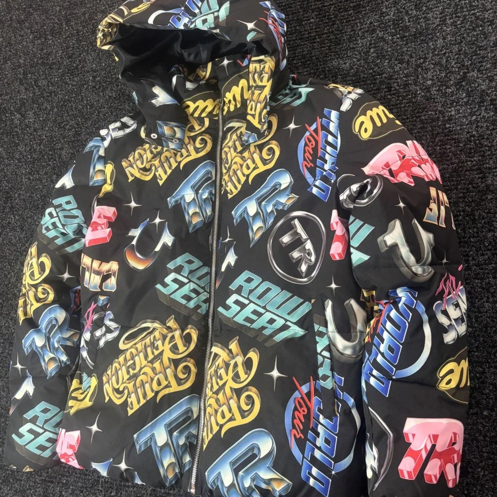 True Religion Chrome Logo Puffer Jacket Jet Black 2026 SMS Sample Unreleased M